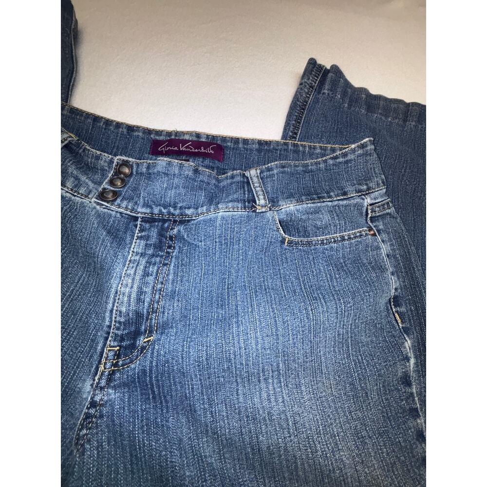 Gloria Vanderbilt Women's Blue Size 16 Straight Leg Stretch Embroidered Pants - Picture 3 of 10